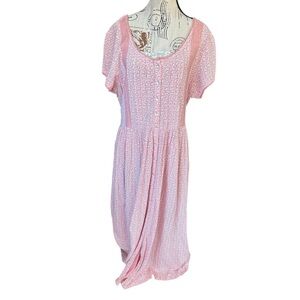 April Cornell Forget Me Not Tea Dress Salmon Pink Cottage Rayon NWT XL Prairie
